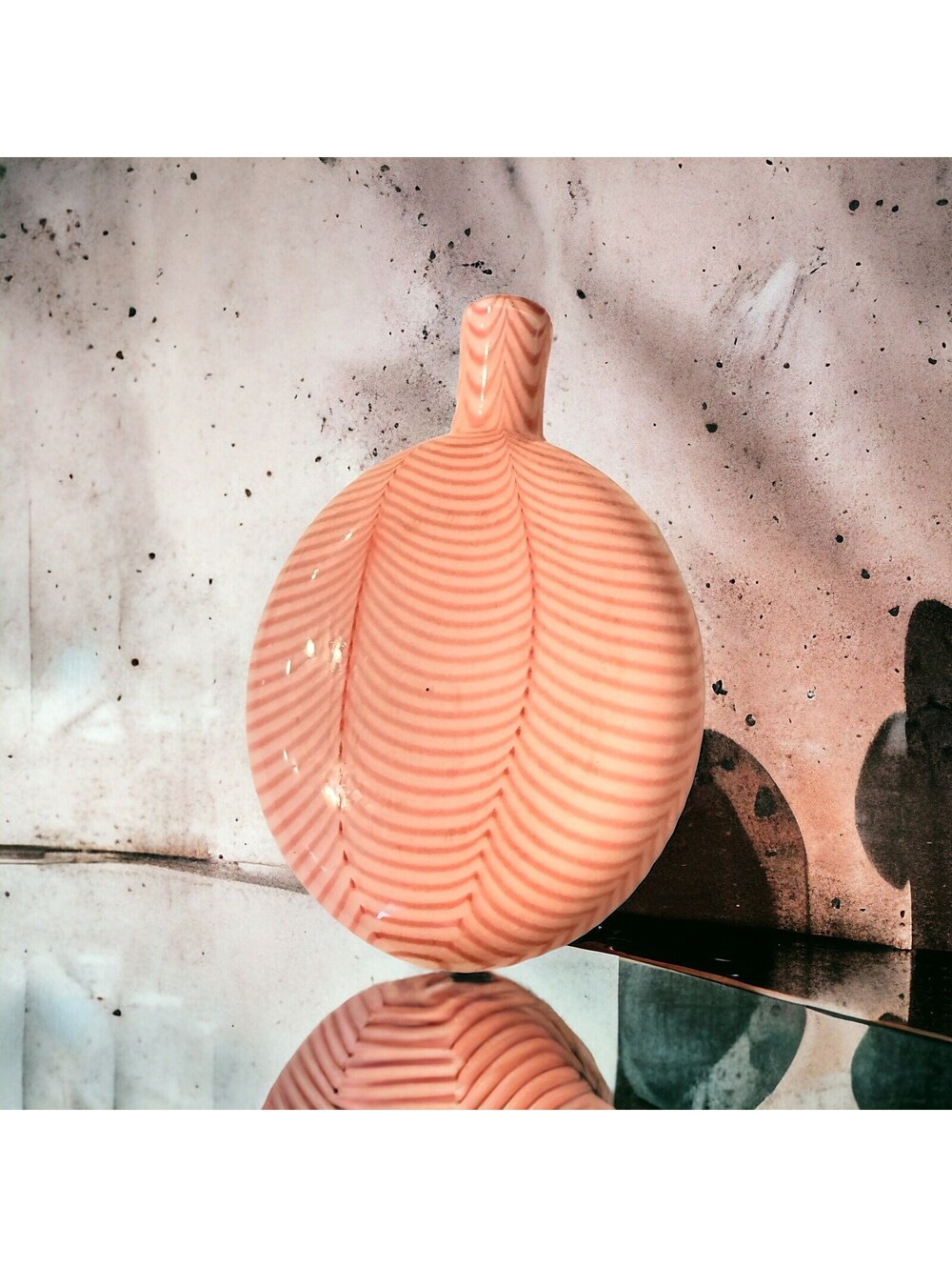 19th Century Nailsea Style European Glass Flask bottle Blown Pink Swags